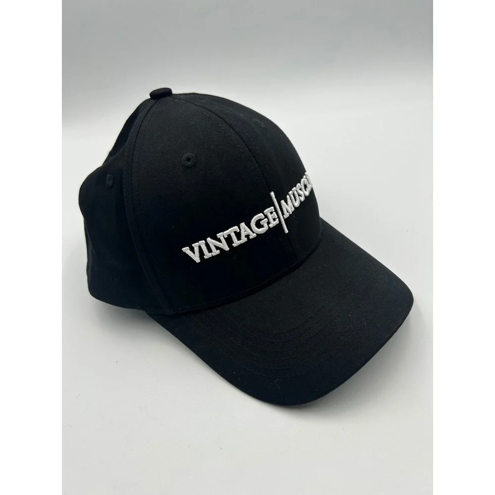 Vintage Muscle Black Snapback Hat Flexfit Baseball Cap White‎ Embroidered Logo